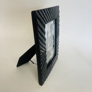 Black Debossed Herringbone Tabletop Heavy Photo Picture Frame For Photo 4x6”